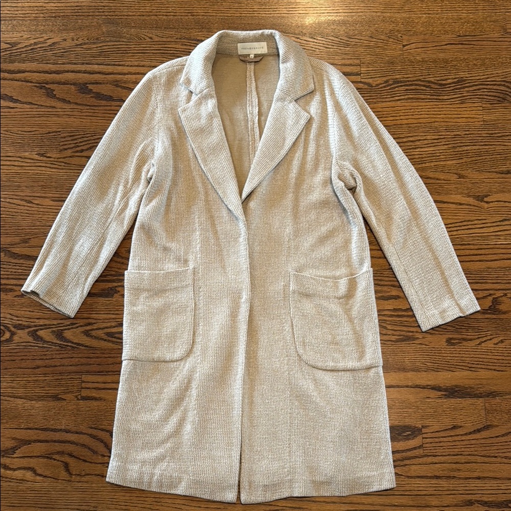 Anthropologie French Mauve Tan Knit Oversized Duster Cardigan Overcoat M